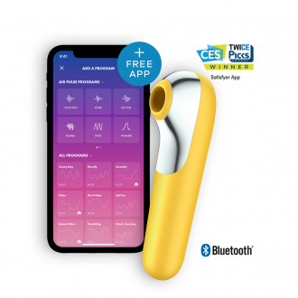 ESTIMULADOR DUAL LOVE CON APP SATISFYER AMARILLO