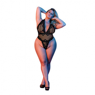 DEEP LOOK HALTER TEDDY - BLACK